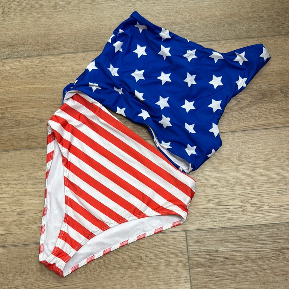 Beach Riot Blue and Red Star Striped One Piece